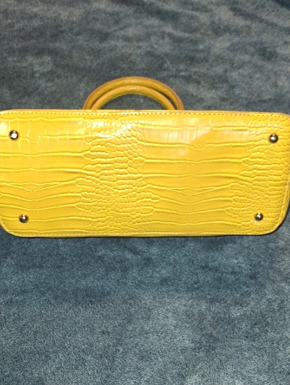 bebe Yellow Croc-Embossed Satchel Tote - Picture 6 of 7